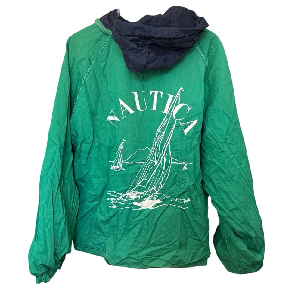 Vintage 90s Nautica Reversible Green Navy Sailing Sailboat Jacket Mens XL